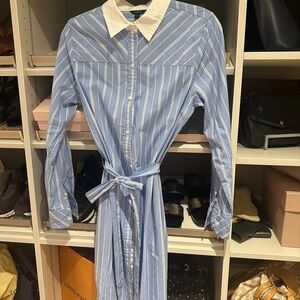 Blue Striped Shirt Dress